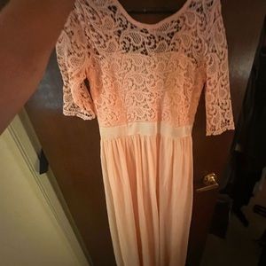coral long sleeve dress
